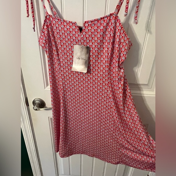 Lilly Rose Red White and Blue Floral Print Dress XXL - Picture 2 of 6